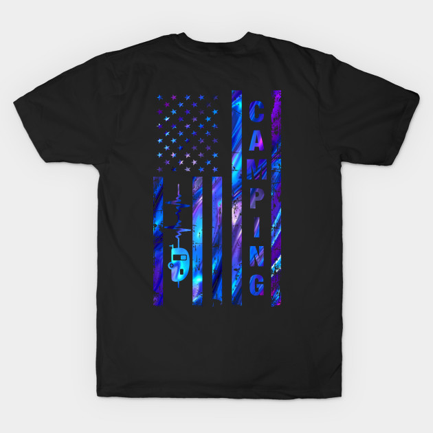 Camping America Flag Heartbeat Shirt by Kelley Clothing